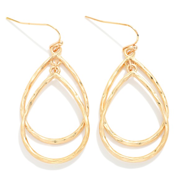 Hammered Metal Nesting Teardrop Drop Earrings 

- Approximately 1.25" L