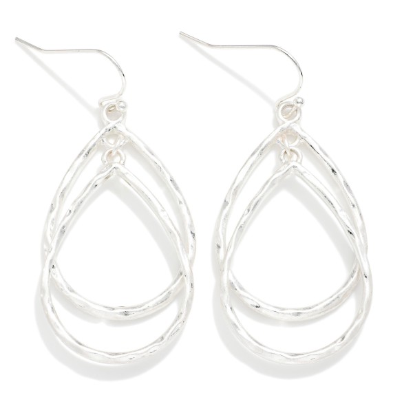 Hammered Metal Nesting Teardrop Drop Earrings 

- Approximately 1.25" L