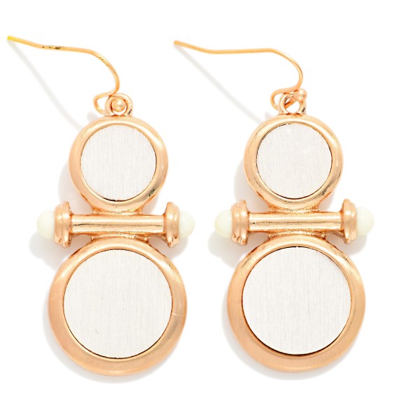 Stacked Wood Circle & Metal Tone Bar Drop Earrings 

- Approximately 1.75" L