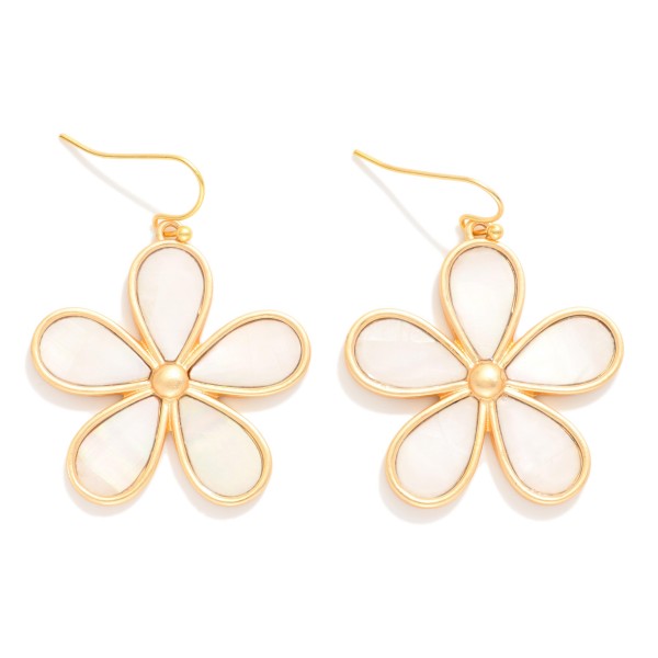 Pearlescent Flower Drop Earrings 

- Approximately 2" L
