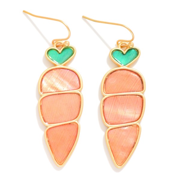 Metal & Resin Carrot Drop Earrings 

- Approximately 2" L
