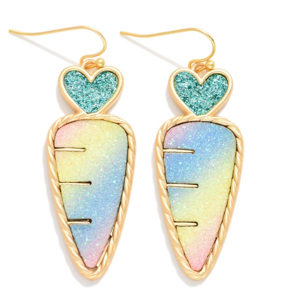 Glitter Multi Color Carrot Drop Earrings  

- Approximately 2" L