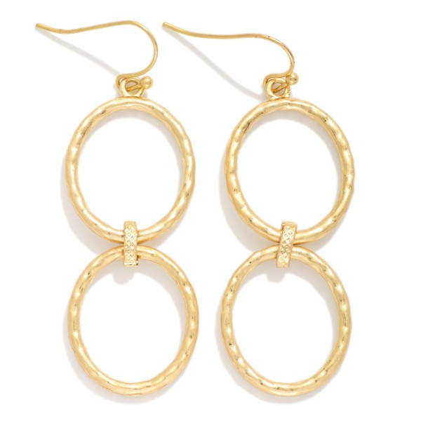 Linked Hammered Metal Ovals Drop Earrings 

- Approximately 2" L