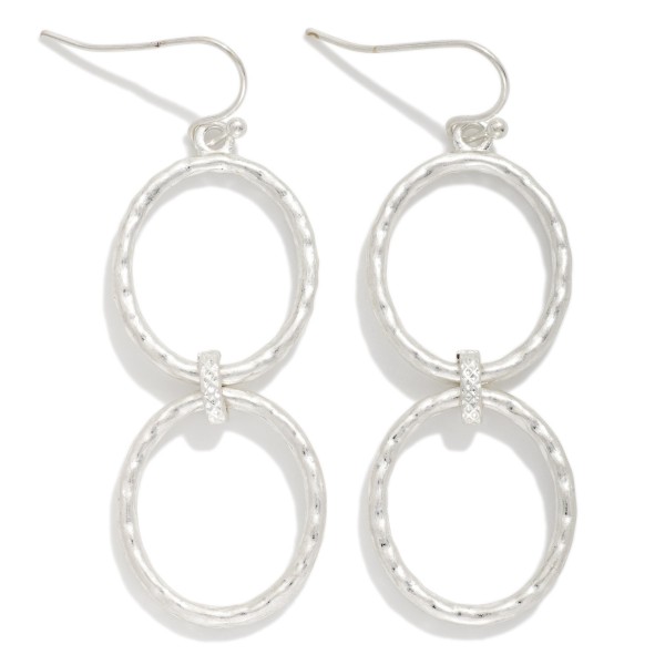 Linked Hammered Metal Ovals Drop Earrings 

- Approximately 2" L