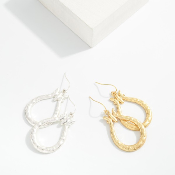 Hammered Metal Door Knocker Drop Earrings 

- Approximately 1.75" L