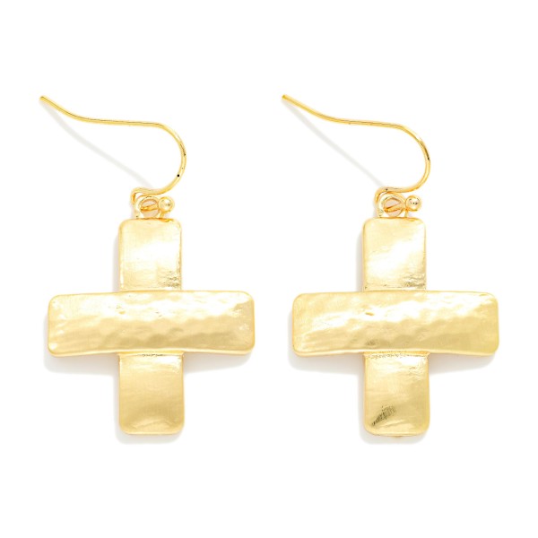 Overlapping Hammered Metal Plus Cross Drop Earrings 

- Approximately 1" L