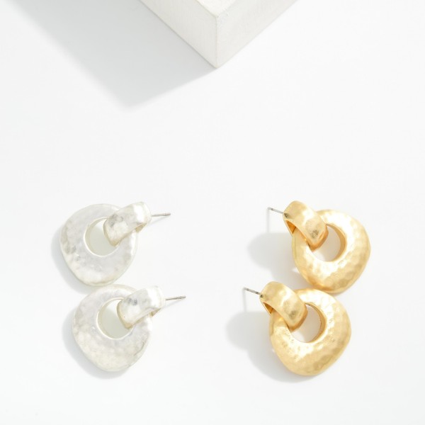 Hammered Metal Teardrop Post Drop Earrings

- Approximately 1" L 