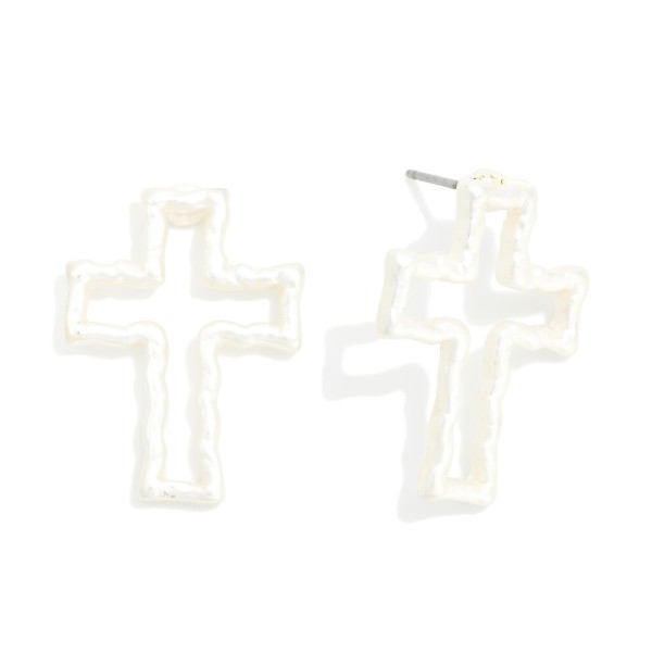 Textured Post Drop Cross Earrings 

- Approximately 1" L 
