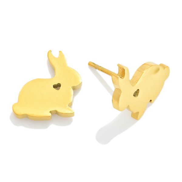 Metal Tone Easter Bunny Stud Earrings 

- Stainless Steel 
- Approximately .5" L