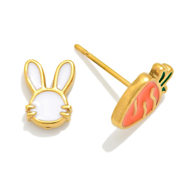 Bunny & Carrot Stud Earrings 

- Stainless Steel 
- Approximately .25" L