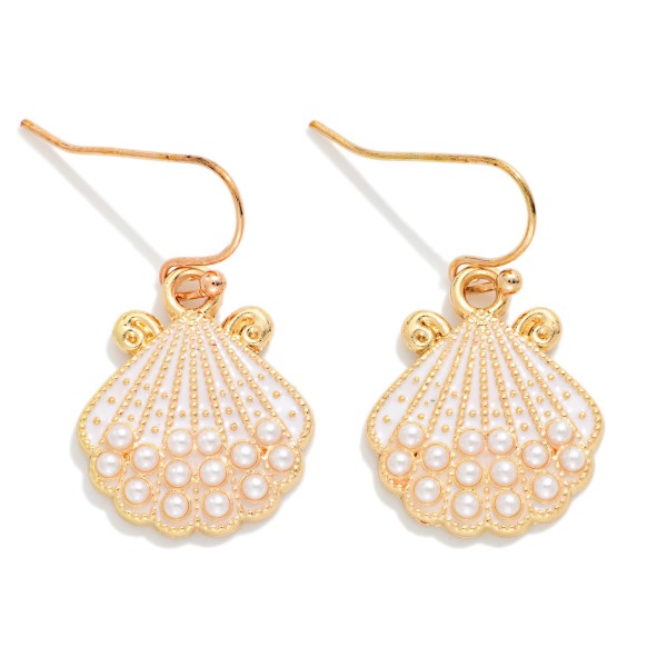 Enamel Shell Drop Earrings With Pearl Details

- Approximately 1.25" L