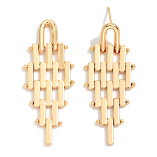 Metal Tone Linked Bar Chandelier Post Drop Earrings 

- Approximately 1.75" L
