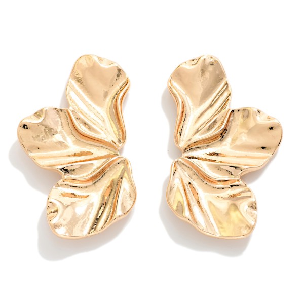 Metal Tone Petal Post Drop Earrings 

- Approximately 2" L