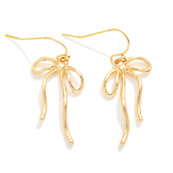 Metal Tone Bow Drop Earrings 

- Approximately 1.25" L