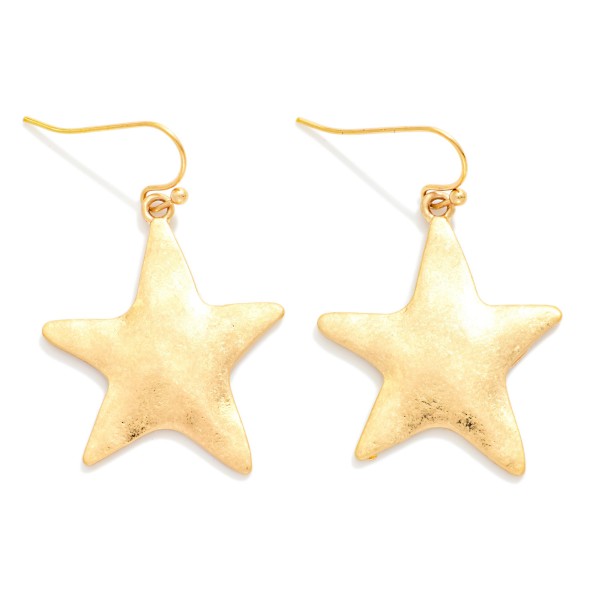 Hammered Metal Star Drop Earrings 

- Approximately 1.5" L
