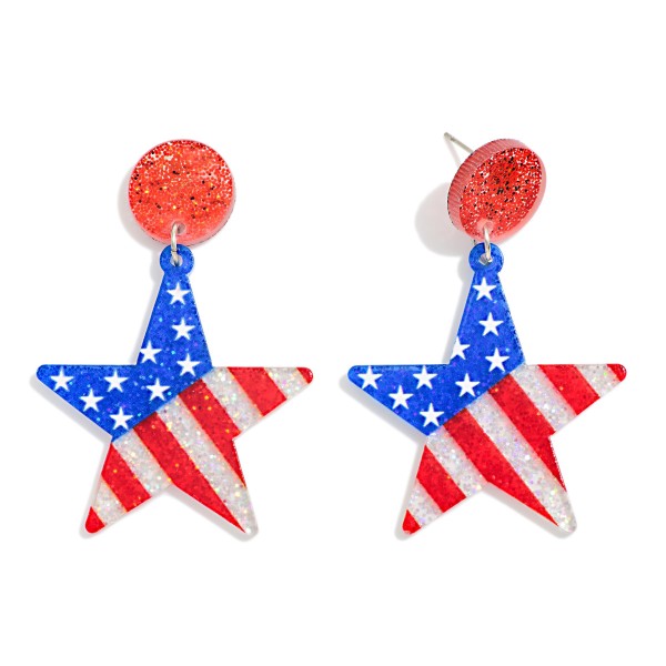 Glitter Acetate Star Post Drop Earrings

- Approximately 2.25" L 
