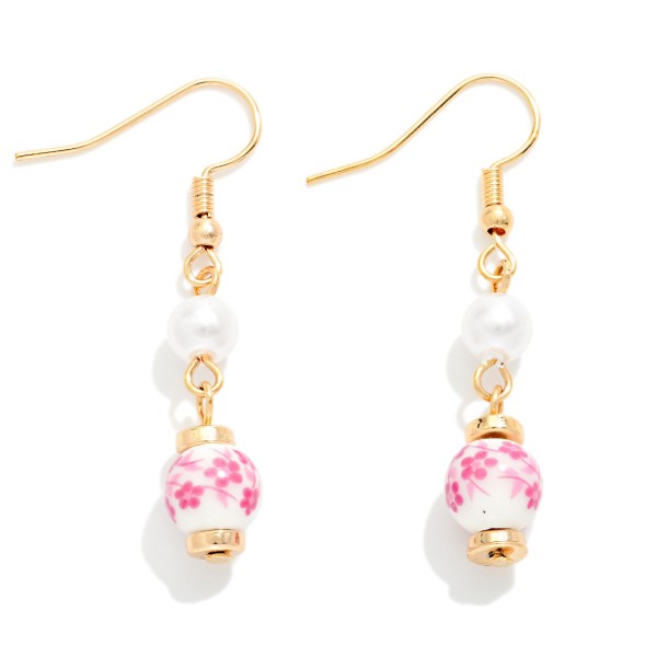 Chinosorie Bead & Pearl Beaded Drop Earrings 

- Approximately 1.5" L