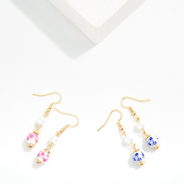 Chinosorie Bead & Pearl Beaded Drop Earrings 

- Approximately 1.5" L