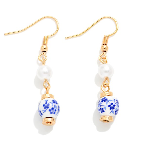 Chinosorie Bead & Pearl Beaded Drop Earrings 

- Approximately 1.5" L