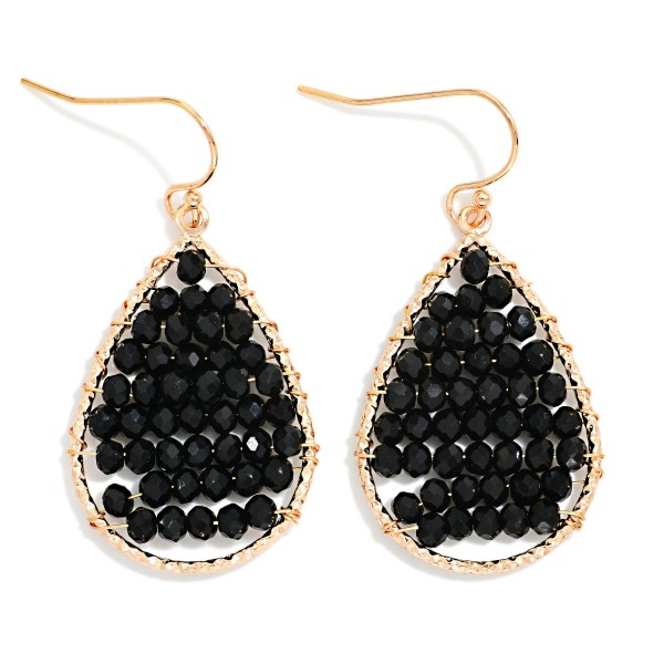 Wire Wrapped Beaded Teardrop Drop Earrings 

- Approximately 1.5" L