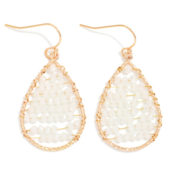 Wire Wrapped Beaded Teardrop Drop Earrings 

- Approximately 1.5" L