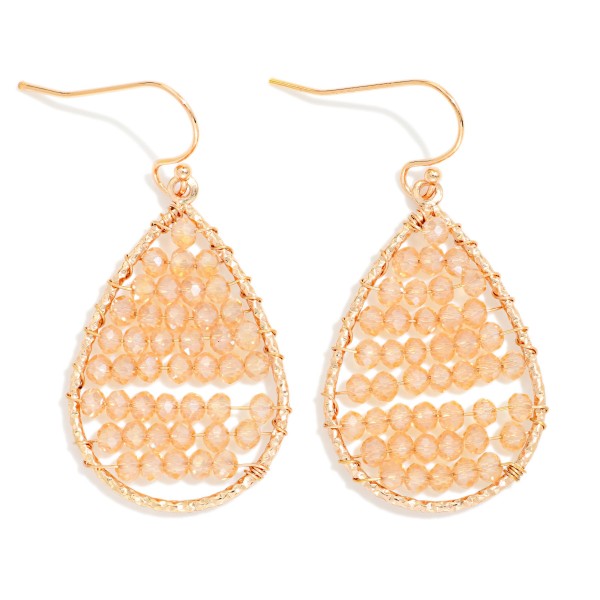 Wire Wrapped Beaded Teardrop Drop Earrings 

- Approximately 1.5" L