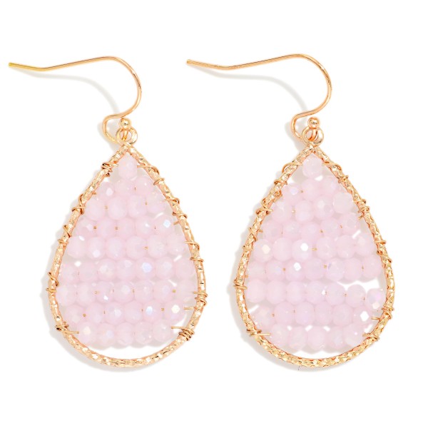 Wire Wrapped Beaded Teardrop Drop Earrings 

- Approximately 1.5" L
