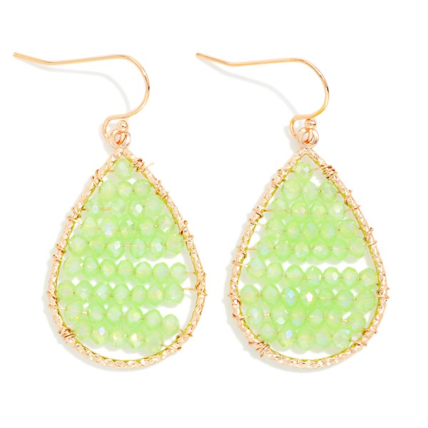 Wire Wrapped Beaded Teardrop Drop Earrings 

- Approximately 1.5" L