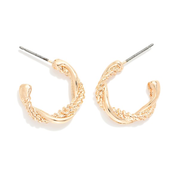 Double Twist Metal Hoop Earrings 

- Approximately .5" D