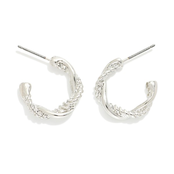 Double Twist Metal Hoop Earrings 

- Approximately .5" D