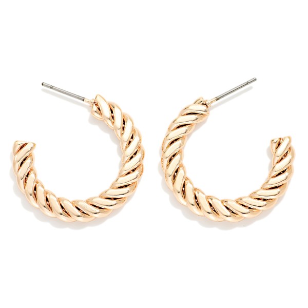 Flat Twisted Metal Hoop Earrings 

- Approximately .75" D