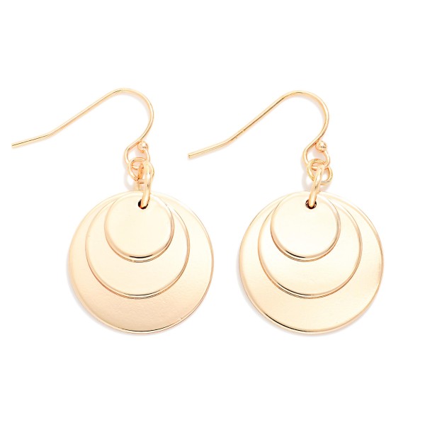 Nesting Metal Tone Circle Drop Earrings 

- Approximately 1" L