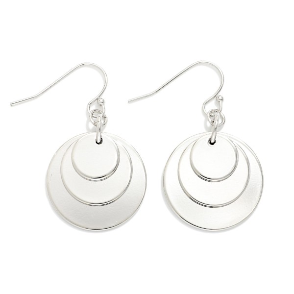 Nesting Metal Tone Circle Drop Earrings 

- Approximately 1" L