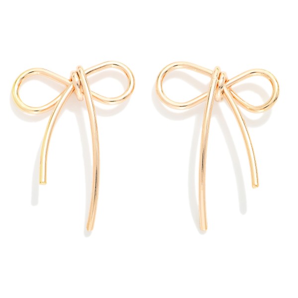 Metal Tone Knotted Bow Post Drop Earrings 

- Approximately 1" L