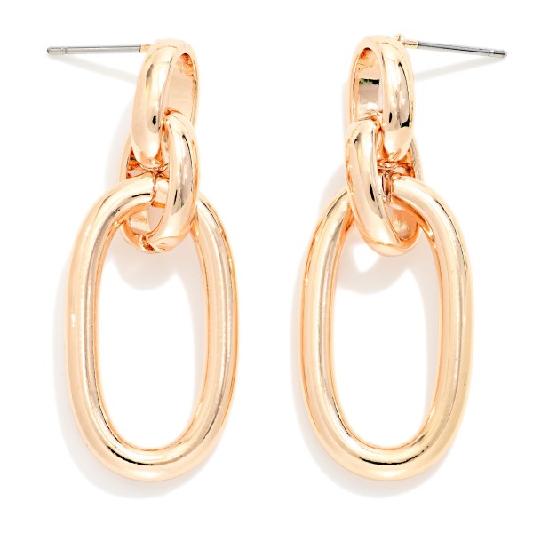 Linked Metal Tone Ovals Post Drop Earrings 

- Approximately 1.5" L