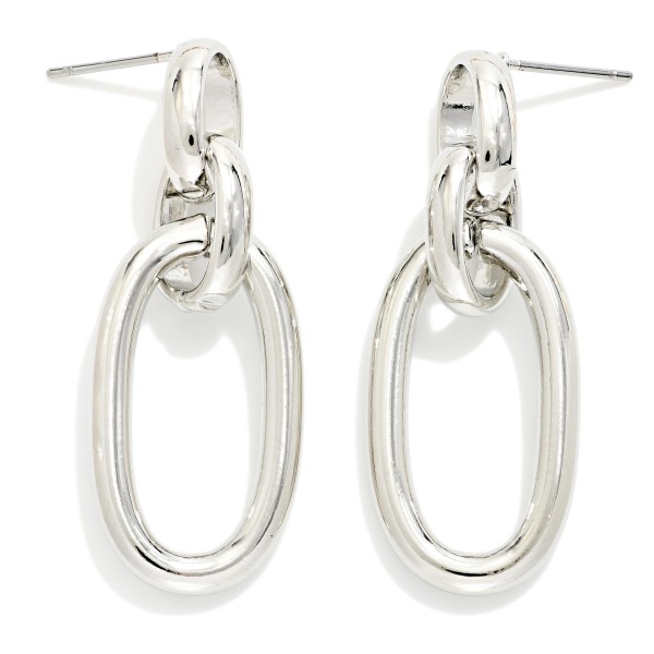 Linked Metal Tone Ovals Post Drop Earrings 

- Approximately 1.5" L