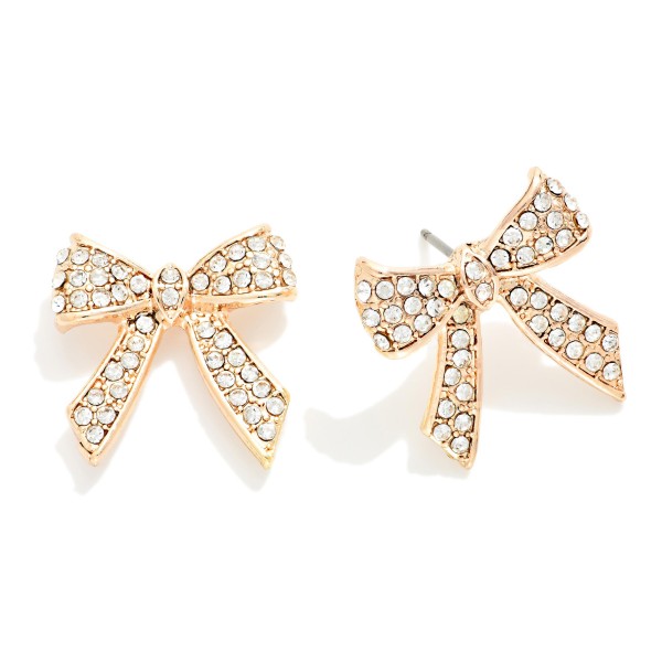 Rhinestone Studded Bow Drop Earring 

- Approximately .75" L 