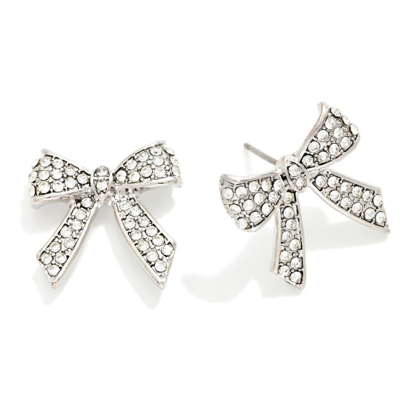 Rhinestone Studded Bow Drop Earring 

- Approximately .75" L 