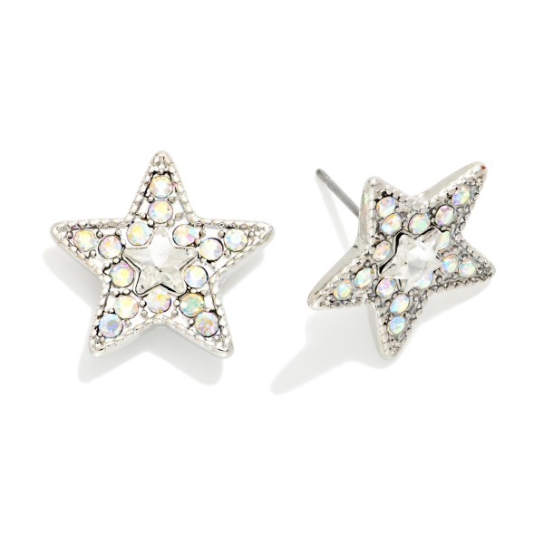 Rhinestone Studded Star Stud Earrings 

- Approximately .75" L