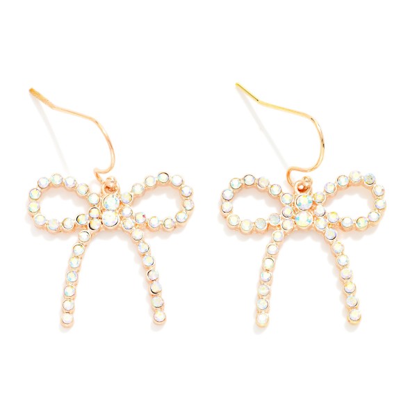 Rhinestone Studded Bow Drop Earrings 

- Approximately 1.25" L