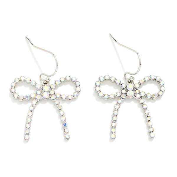 Rhinestone Studded Bow Drop Earrings 

- Approximately 1.25" L