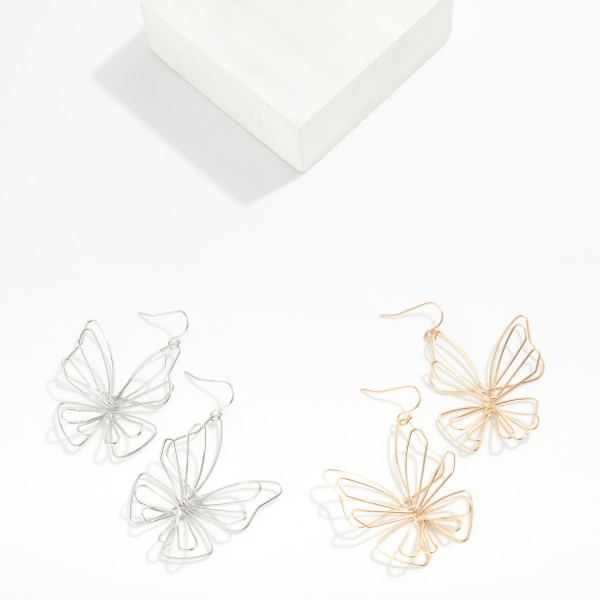 Twisted Metal Butterfly Shaped Drop Earrings 

- Approximately 1.5" L 