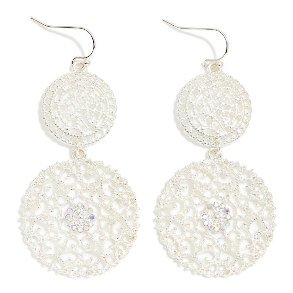 Linked Metal Tone Filigree Circles Drop Earrings 

- Approximately 2.25" l