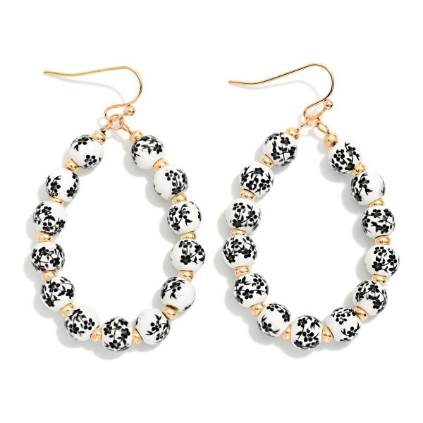 Chinoiserie Bead Beaded Teardrop Earrings 

- Approximately 2" L