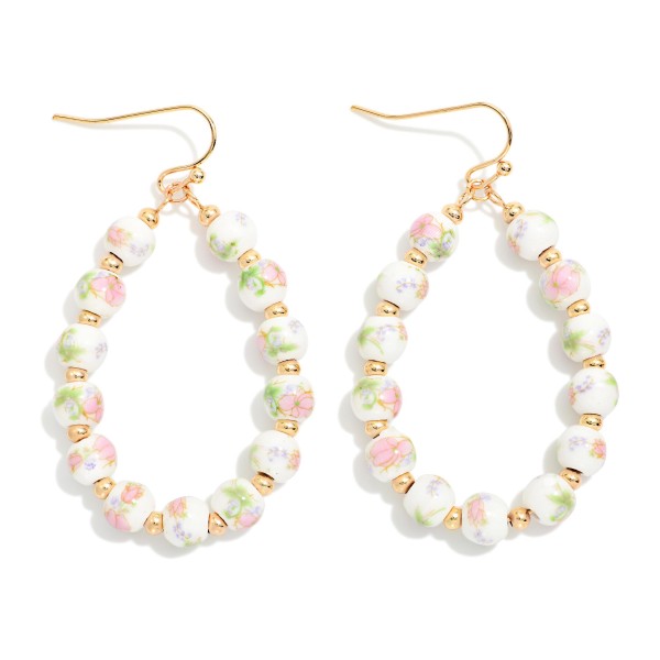Chinoiserie Bead Beaded Teardrop Earrings 

- Approximately 2" L