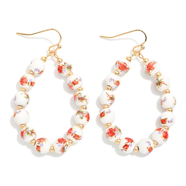 Chinoiserie Bead Beaded Teardrop Earrings 

- Approximately 2" L