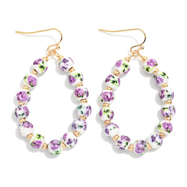 Chinoiserie Bead Beaded Teardrop Earrings 

- Approximately 2" L