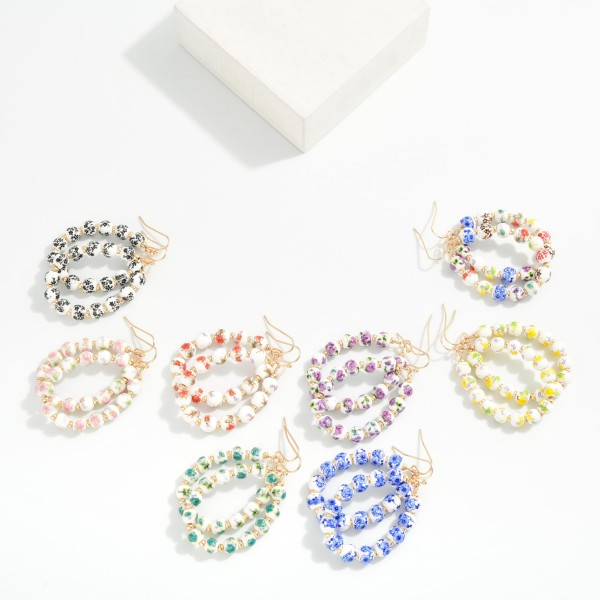 Chinoiserie Bead Beaded Teardrop Earrings 

- Approximately 2" L