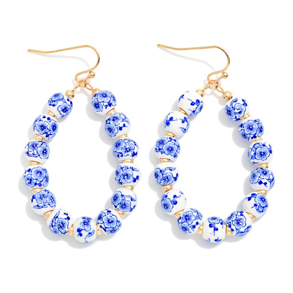 Chinoiserie Bead Beaded Teardrop Earrings 

- Approximately 2" L