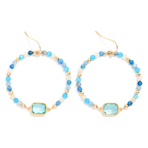 Faceted Bead Beaded Hoop Drop Earrings Featuring Glass Crystal Detail 

- Approximately 1.5
